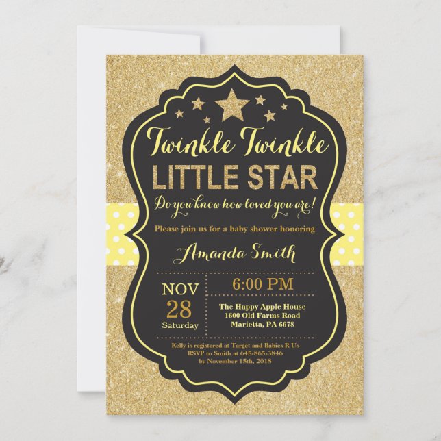 Twinkle Twinkle Little Star Baby Shower Invitation (Front)
