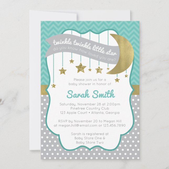 Twinkle Twinkle Little Star Baby Shower Invitation (Front)
