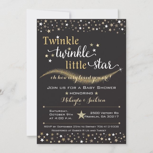 Twinkle Twinkle Little Star Baby Shower Invitation (Front)