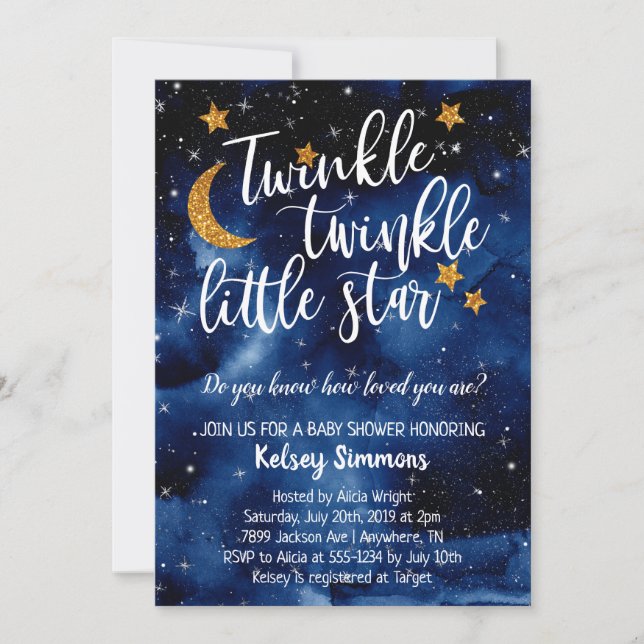 Twinkle Twinkle Little Star Baby Shower Invitation (Front)