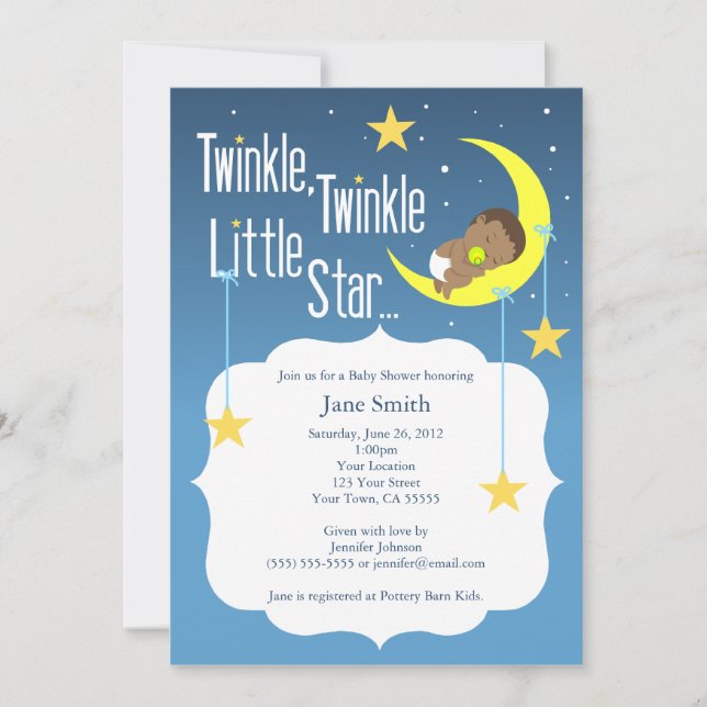 Twinkle Twinkle Little Star Baby Shower Invite (Front)