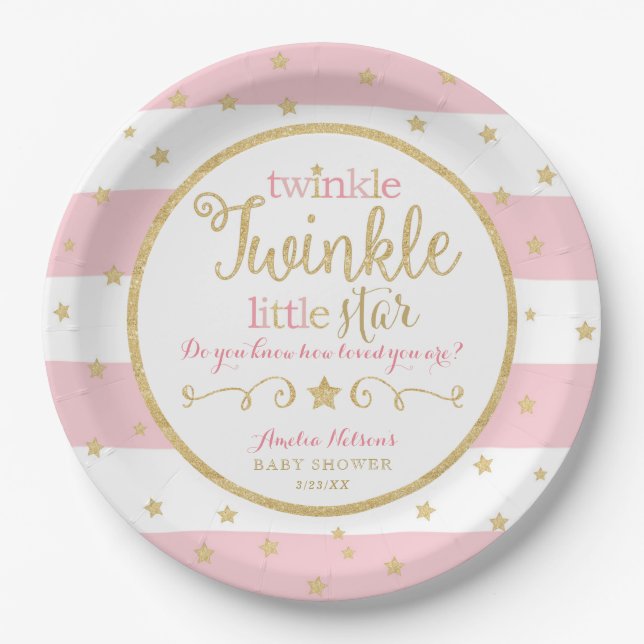 Twinkle Twinkle Little Star Baby Shower Plates (Front)