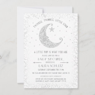Twinkle Twinkle Little Star Baby Shower Silver Invitation