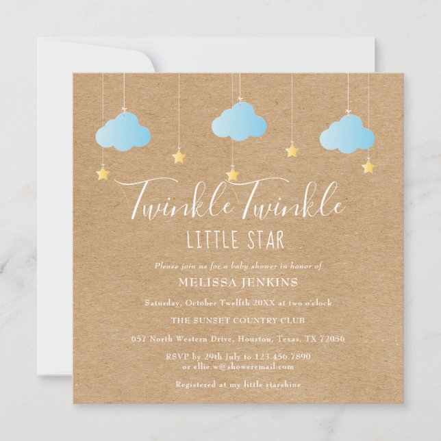 Twinkle Twinkle Little Star Baby Shower / Sprinkle Invitation (Front)