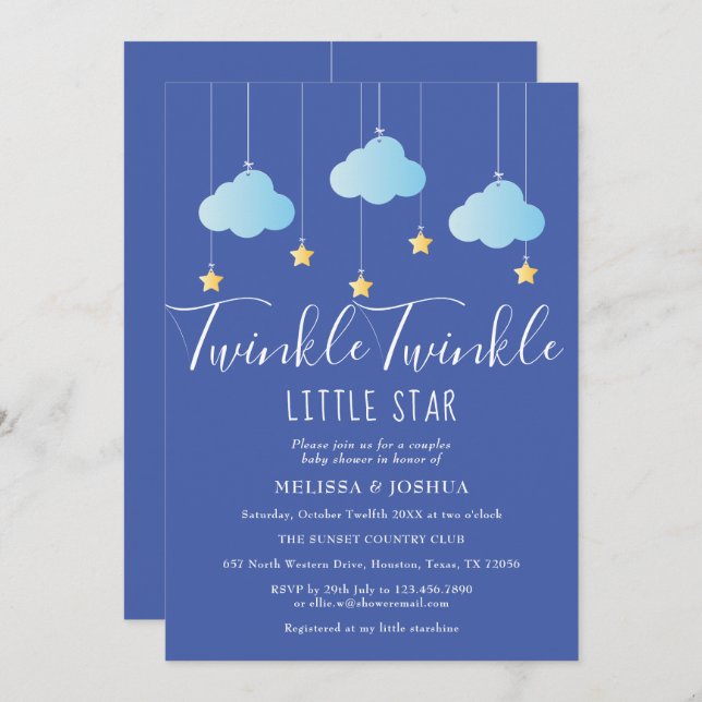 Twinkle Twinkle Little Star Baby Shower / Sprinkle Invitation (Front/Back)