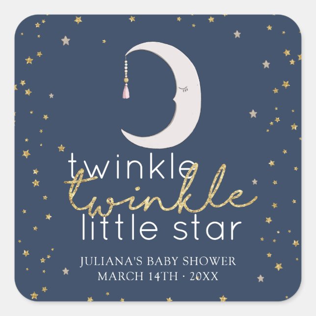 Twinkle Twinkle Little Star Baby Shower Square Sticker (Front)