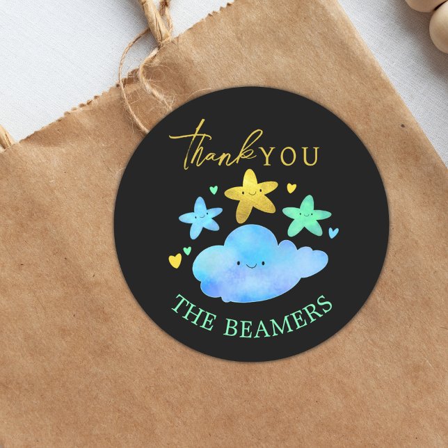 Twinkle Twinkle Little Star Baby Shower Thank You Classic Round Sticker (Creator Uploaded)