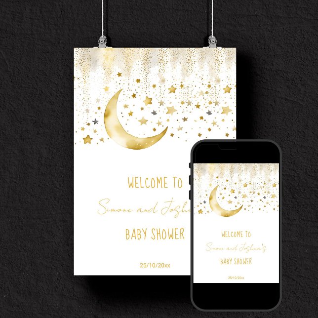Twinkle twinkle little star baby shower welcome poster (Twinkle twinkle little star baby shower welcome sign poster editable template digital download)