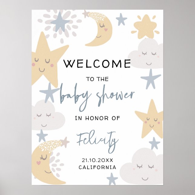 Twinkle Twinkle Little Star Baby Shower Welcome Poster (Front)