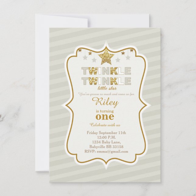 Twinkle Twinkle little star birthday invitation (Front)