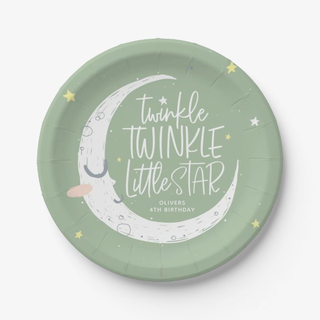 Twinkle, twinkle little star birthday party paper plate (Front)