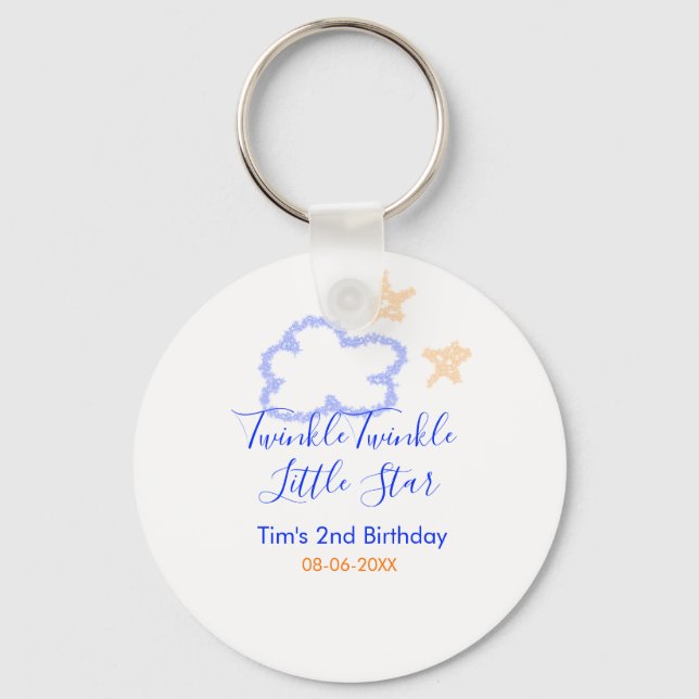 Twinkle twinkle little star birthday purple orange key ring (Front)