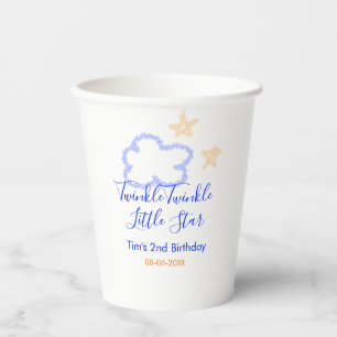 Twinkle twinkle little star birthday purple orange paper cups