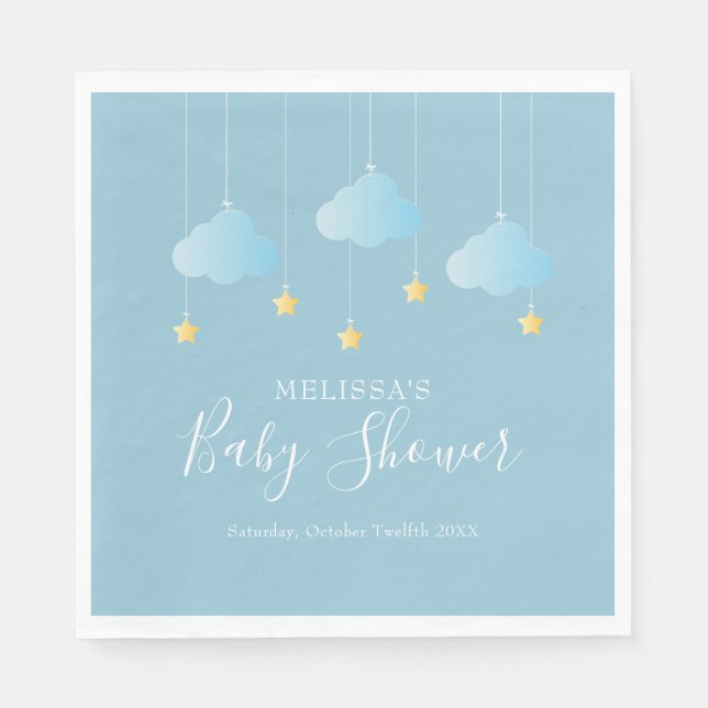 Twinkle Twinkle Little Star Blue Baby Boy Shower Napkin (Front)