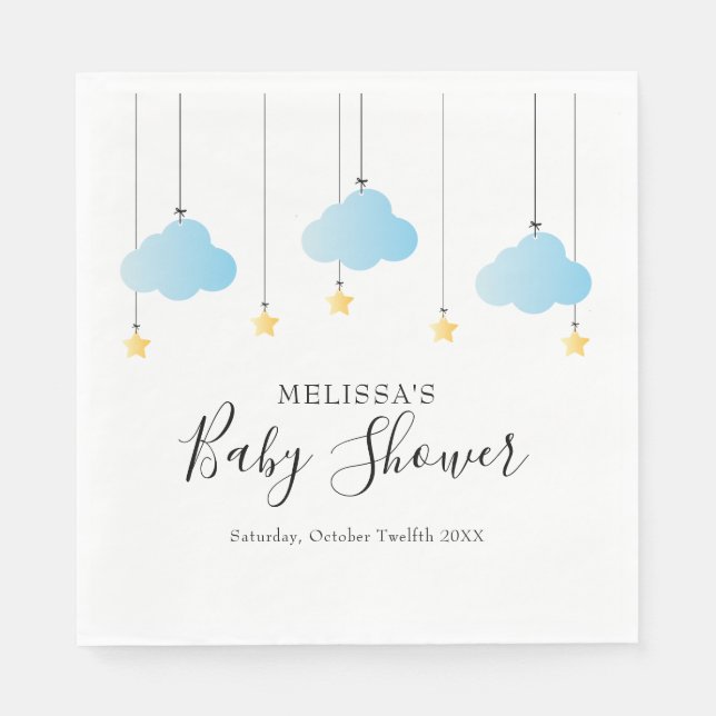 Twinkle Twinkle Little Star Blue Boy Baby Shower Napkin (Front)