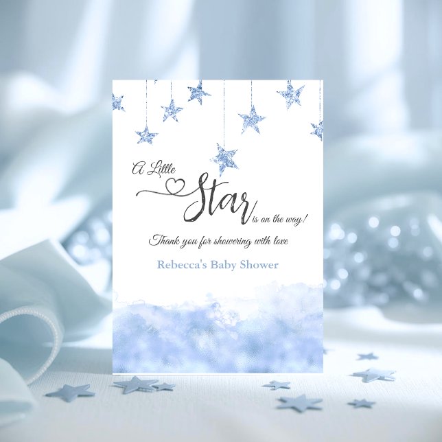 Twinkle Twinkle Little Star Blue Boy Baby Shower Thank You Card (Creator Uploaded)