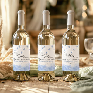 Twinkle Twinkle Little Star Blue Boy Baby Shower Wine Label
