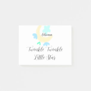 twinkle twinkle little star blue stars yellow moon post-it notes