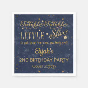 Twinkle Twinkle Little Star Boy 2nd Birthday Party Napkin