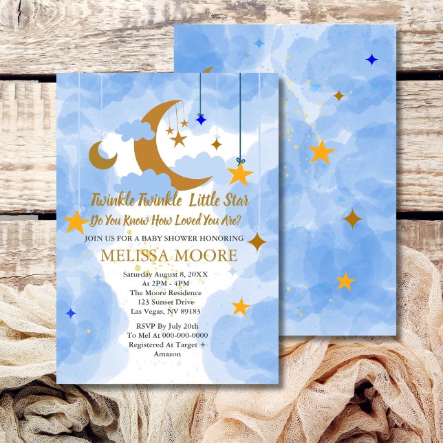Twinkle Twinkle Little Star Boy Baby Shower Invitation (Creator Uploaded)
