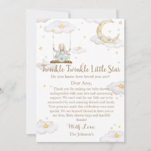 Twinkle Twinkle Little Star Bunny Baby Shower Thank You Card