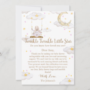 Twinkle Twinkle Little Star Bunny Baby Shower Thank You Card