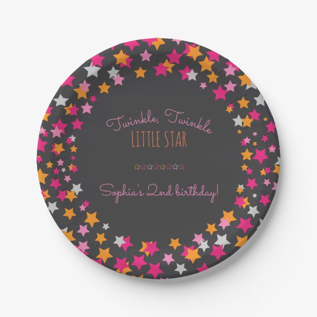 Twinkle Twinkle Little Star Chalkboard Birthday Paper Plate (Front)