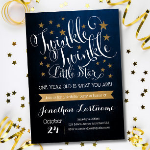 Twinkle Twinkle Little Star First Birthday Invitation