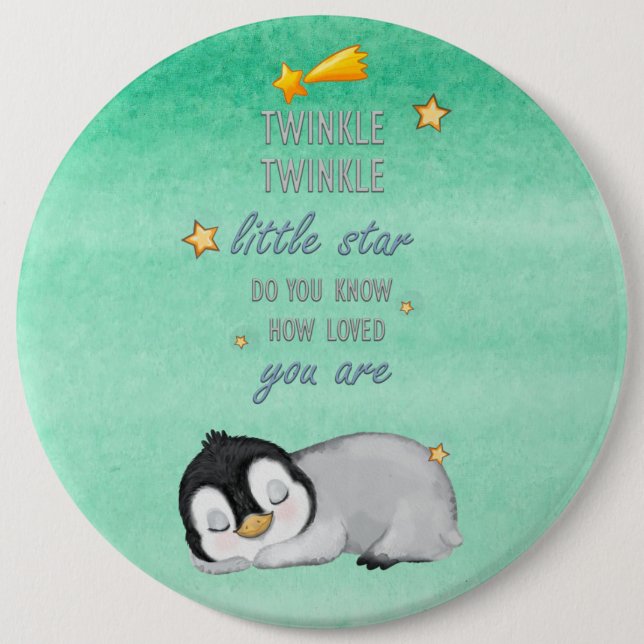 Twinkle, Twinkle Little Star for Sleep Penguin  6 Cm Round Badge (Front)