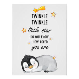 Twinkle, Twinkle Little Star for Sleep Penguin  Ph Photo Print