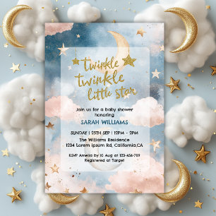 Twinkle twinkle little star gender baby shower invitation