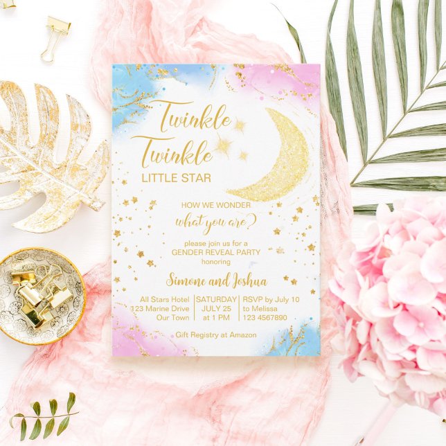 Twinkle twinkle little star gender reveal glitter  invitation (Creator Uploaded)