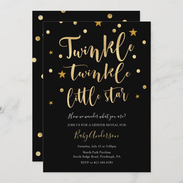 Twinkle Twinkle Little Star Gender Reveal Invitation (Front/Back)