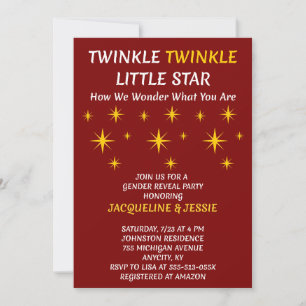 Twinkle Twinkle Little Star Gender Reveal Invite