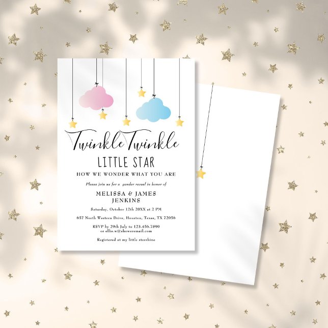 Twinkle Twinkle Little Star Gender Reveal Party Invitation (Twinkle Twinkle Little Star Gender Reveal Party Invitation)