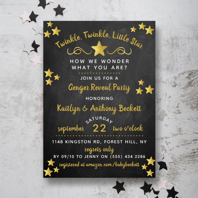 Twinkle Twinkle Little Star Gender Reveal Party Invitation (Creator Uploaded)