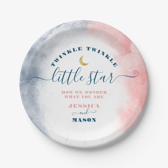 Twinkle Twinkle Little Star Gender Reveal Plates (Front)
