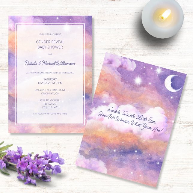 Twinkle, Twinkle, Little Star Gender Reveal Shower Invitation (Creator Uploaded)