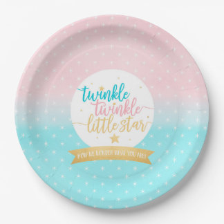 Twinkle Twinkle Little Star Gender Reveal Shower Paper Plate