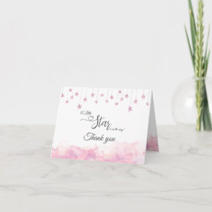 Twinkle Twinkle Little Star Girl Pink Baby Shower Thank You Card
