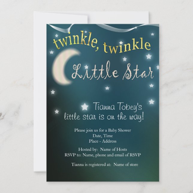 Twinkle, twinkle, little star invitation (Front)