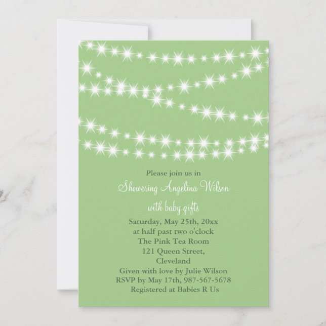 Twinkle Twinkle Little Star Invitation (green) (Front)