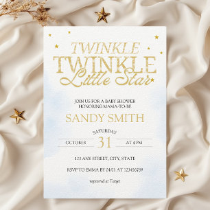 Twinkle Twinkle Little Star Moon  Baby Shower Invitation