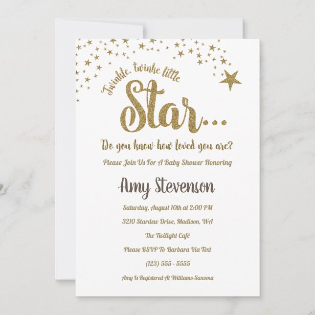 Twinkle Twinkle Little Star Neutral Shower Invite (Front)