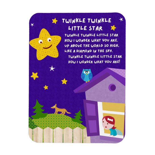 Twinkle Twinkle Little Star Nursery Rhyme Magnet (Vertical)