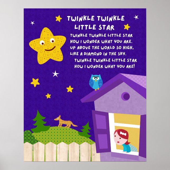 Twinkle Twinkle Little Star Nursery Rhyme Poster (Front)
