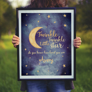 Twinkle Twinkle little star nursery watercolor Poster