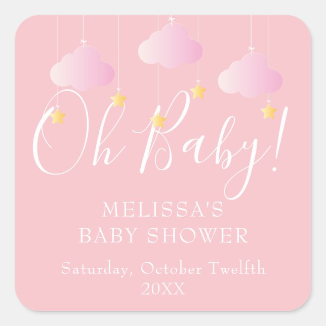 Twinkle twinkle little star Oh Baby baby shower Square Sticker (Front)