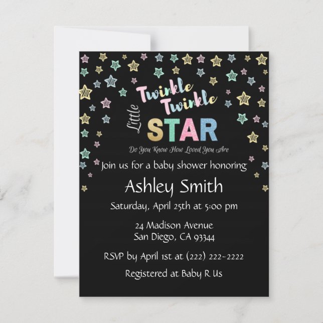 Twinkle Twinkle Little Star - Personalised Invites (Front)