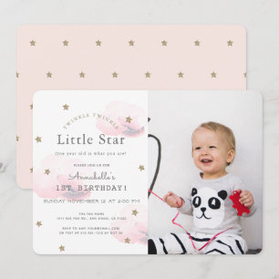 Twinkle Twinkle Little Star Photo Birthday Invitation